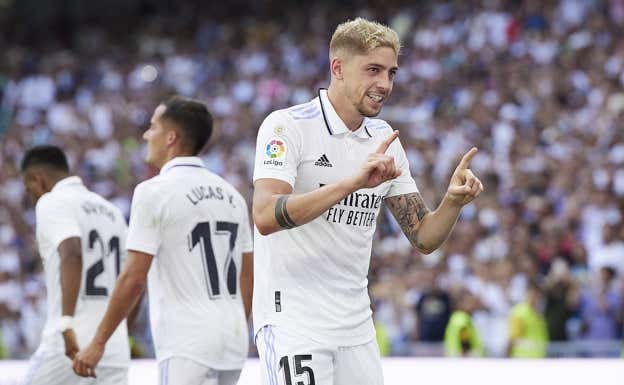 Valverde celebra su gol al Mallorca.  GETTY