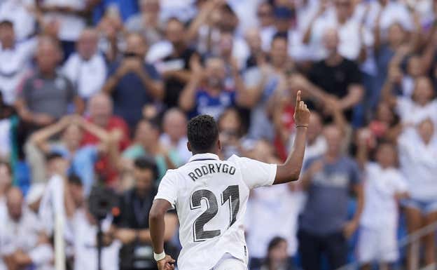 Rodrygo tras marcar el 3-1.  GETTY