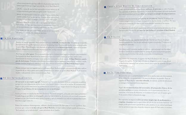 Este era el manual de conducta del Real Madrid Galáctico.  Salvador Fenoll