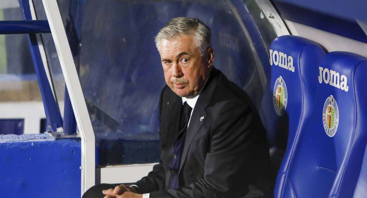 Ancelotti, antes del partido ante el Getafe. /GETTY