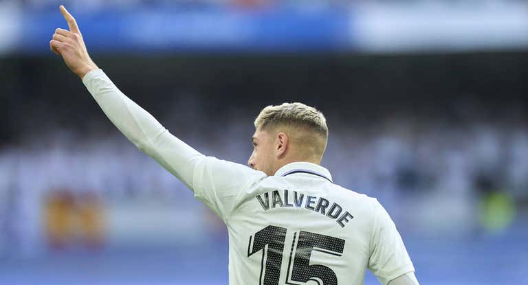 Fede Valverde celebra su gol ante el Barça