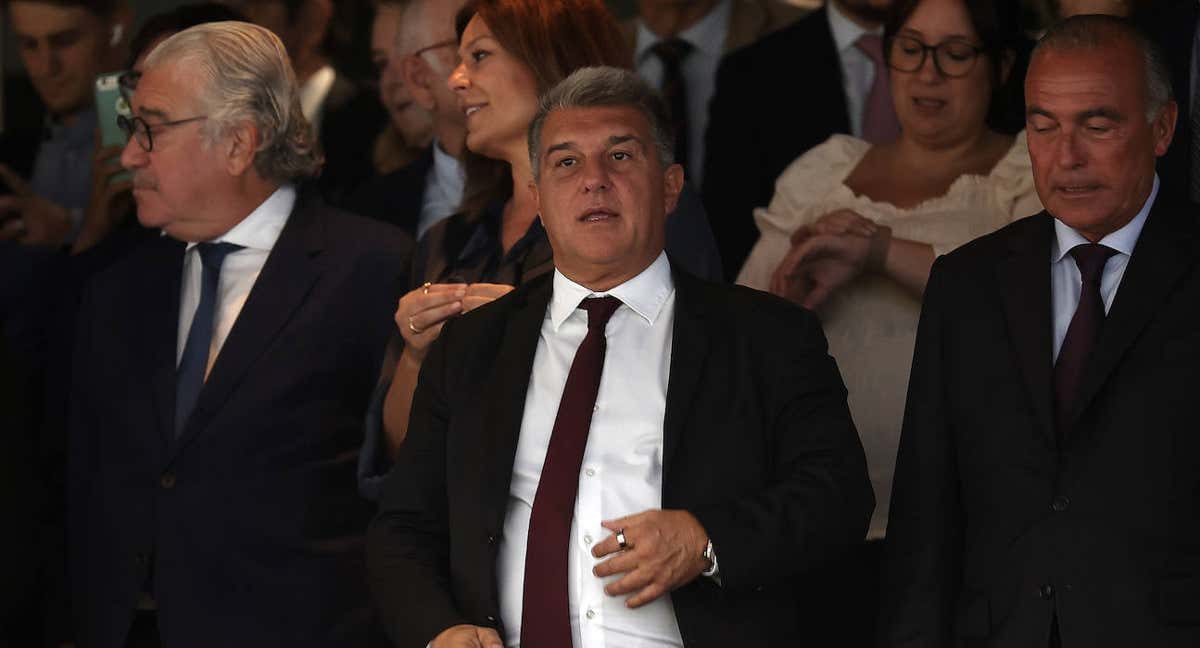 Joan Laporta, en el Santiago Bernabéu./GETTY