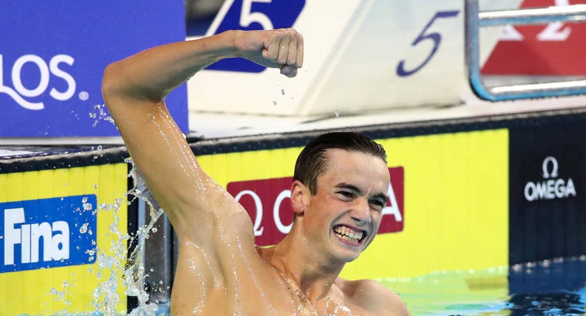 Carlos Garach tras ganar el oro en los 800 metros en el Mundial Júnior el pasado verano. /RAÚL SIFUENTES / GETTY IMAGES