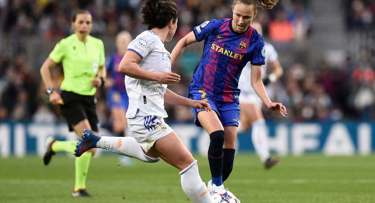 Hansen e Ivana, durante un lance del Barcelona - Real Madrid de la pasada Champions. /Getty