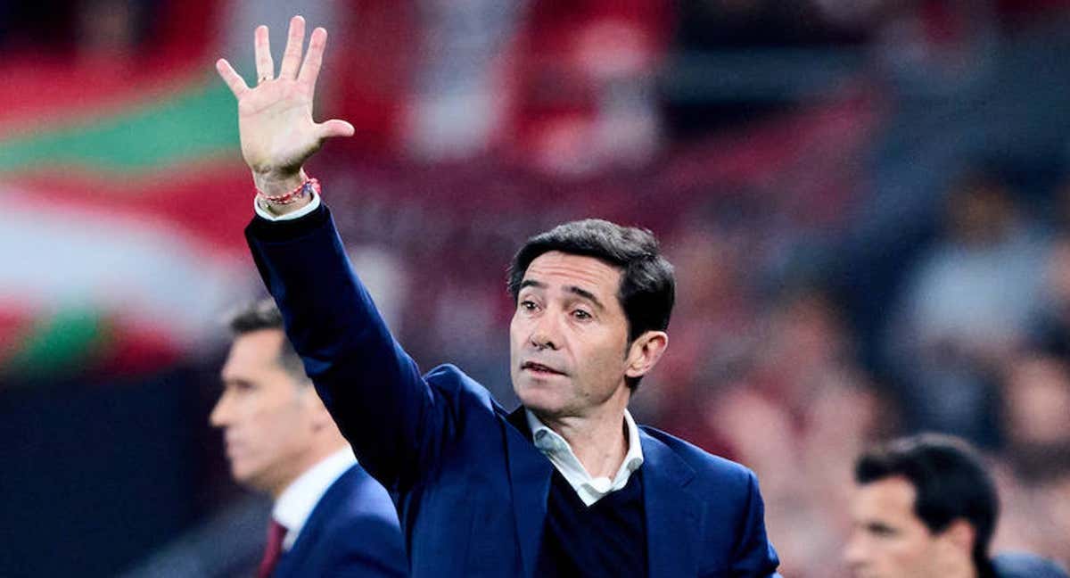 Marcelino, en un partido con el Athletic.