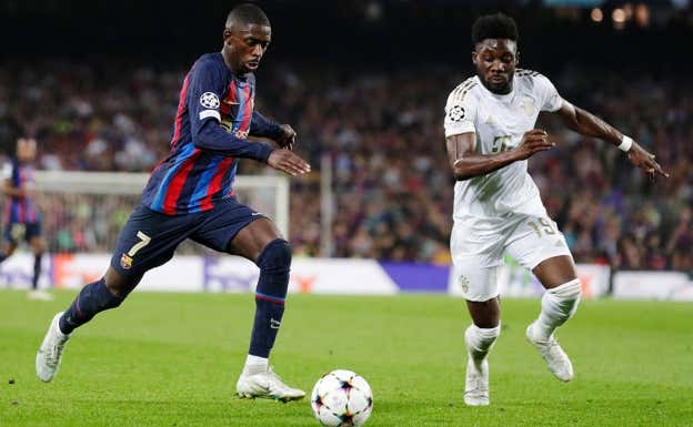 Dembélé, en acción frente al Bayern.  GETTY