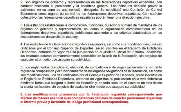 Cambio en el artículo que protege a los clubes de cambios normativos unilaterales de la RFEF.