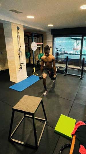 Camavinga, en el gimnasio.