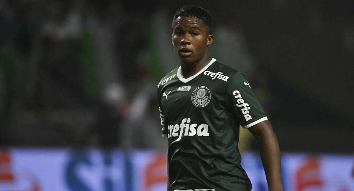 Endrick jugando con el Palmeiras./Getty