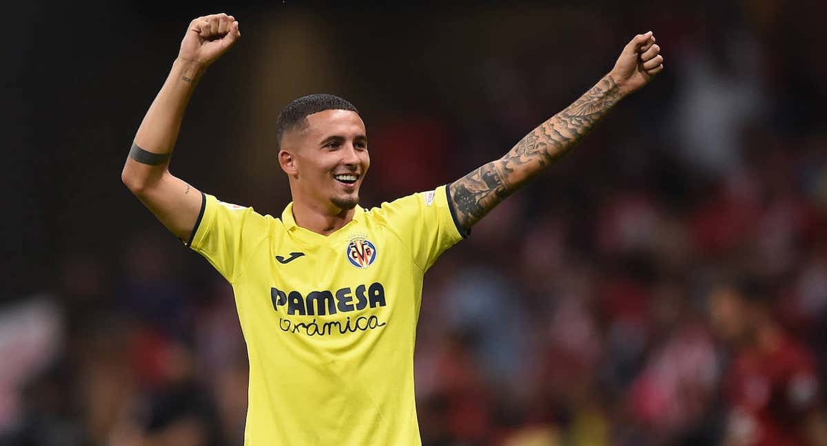 Yéremy Pino celebra un gol con el Villarreal. /GETTY