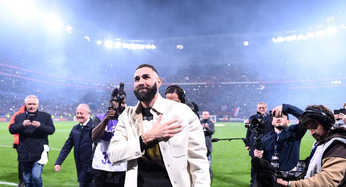 Benzema, en el homenaje en Lyon.