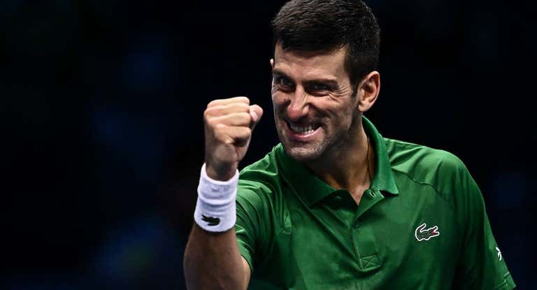 Djokovic celebra un punto ante Rublev este miéroles en Turín.