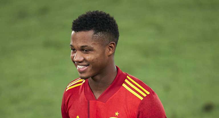 Ansu Fati, en el partido ante Ucrania.