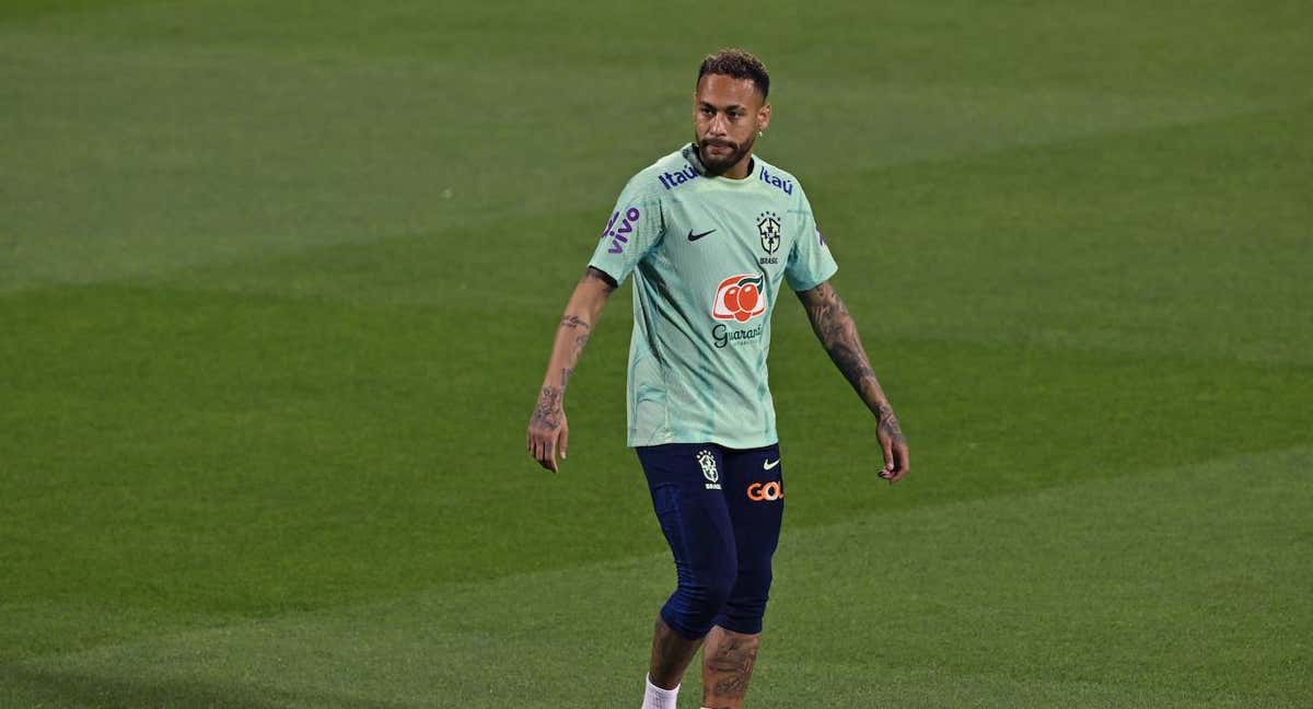 Neymar durante el entrenamiento.