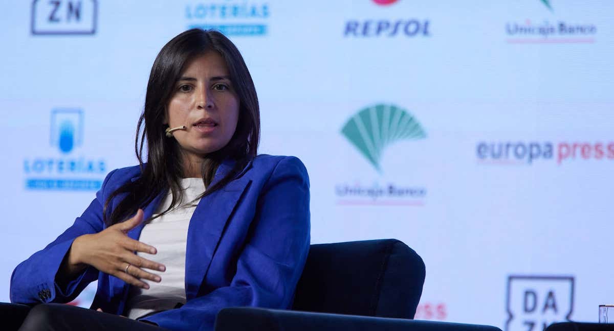Amanda Gutiérrez, la presidenta de FutPRO, durante los Desayunos de Europa Press. /Getty