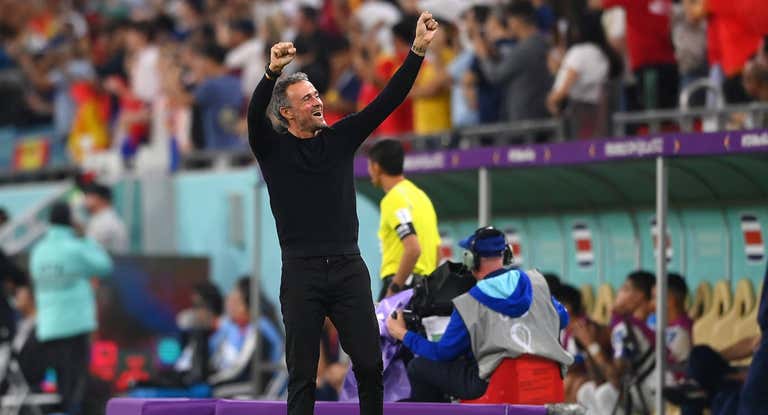 Luis Enrique celebra el primer gol de España ante Costa Rica.