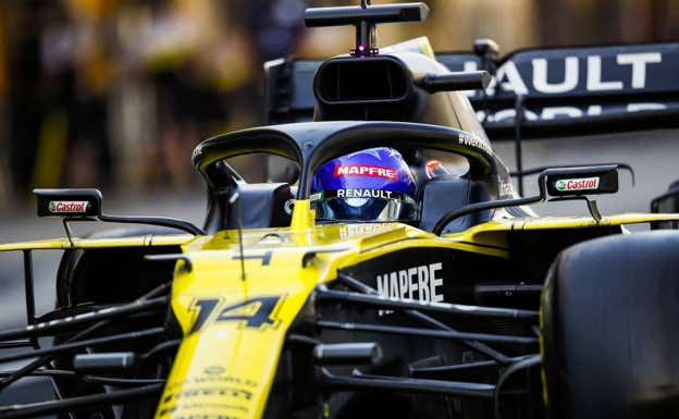 Fernando Alonso, en uno de sus test con Renault a finales de 2020.  AFP