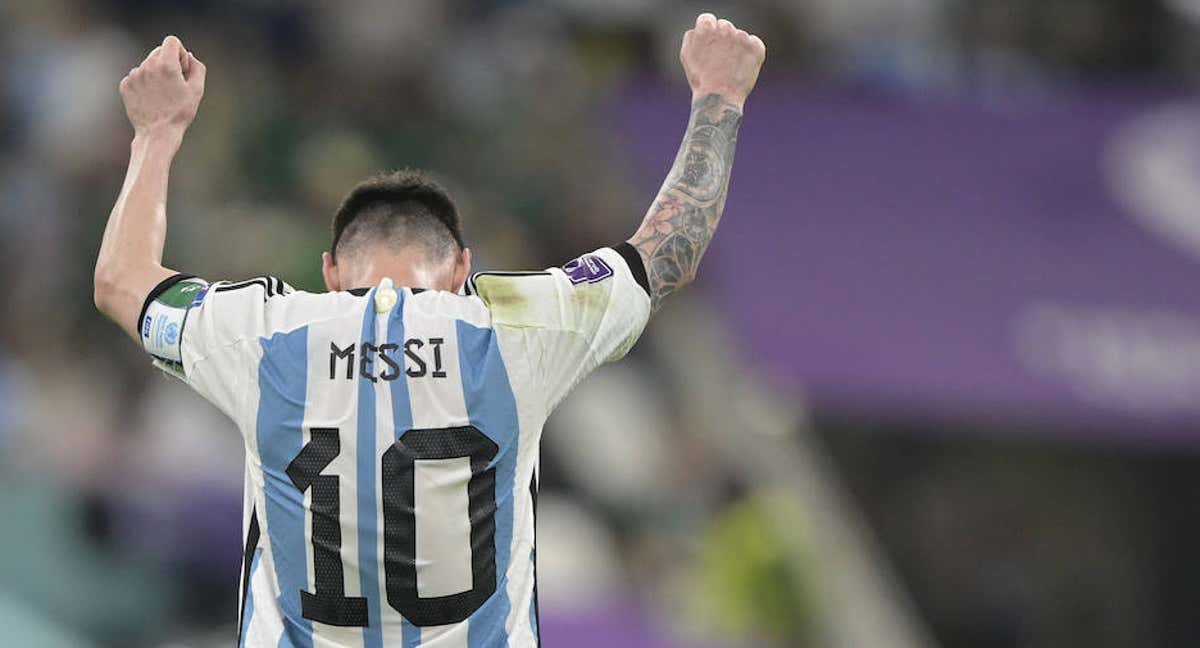 Messi celebra el gol ante México.