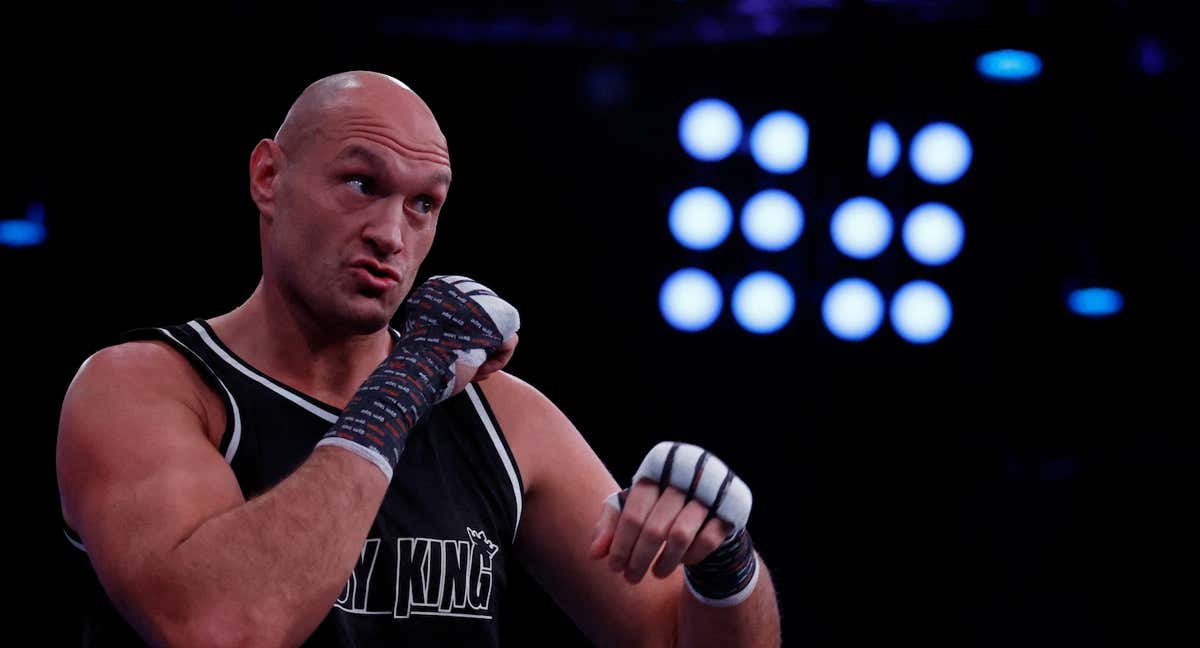 Tyson Fury, durante el entrenamiento público previo a su combate contra Chisora./Reuters