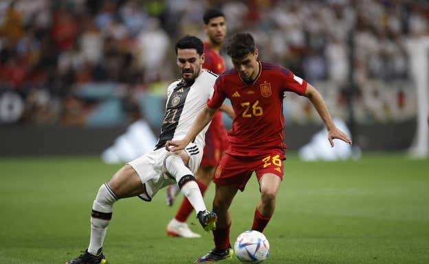 Pedri, en el partido ante Alemania.  EFE