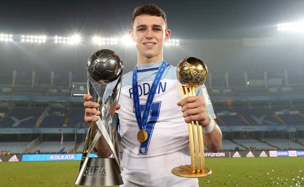 Phil Foden, en 2017, con el título de campeón del mundo sub-17. Getty Images
