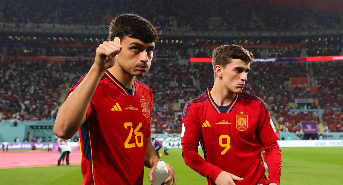 Pedri y Gavi, en uno de los partidos del Mundial de Catar.