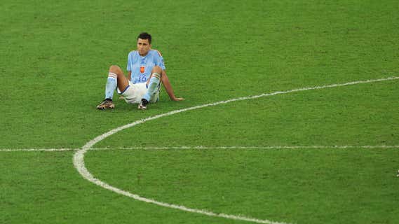 Rodri en el mediocampo, tras el partido de España ante Marruecos. /GETTY IMAGES