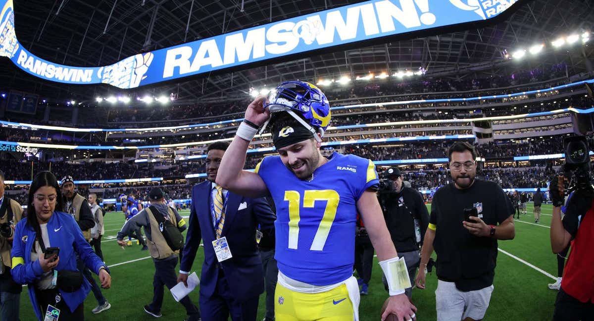 Baker Mayfield, ayer, tras la victoria de los Rams. /GETTY