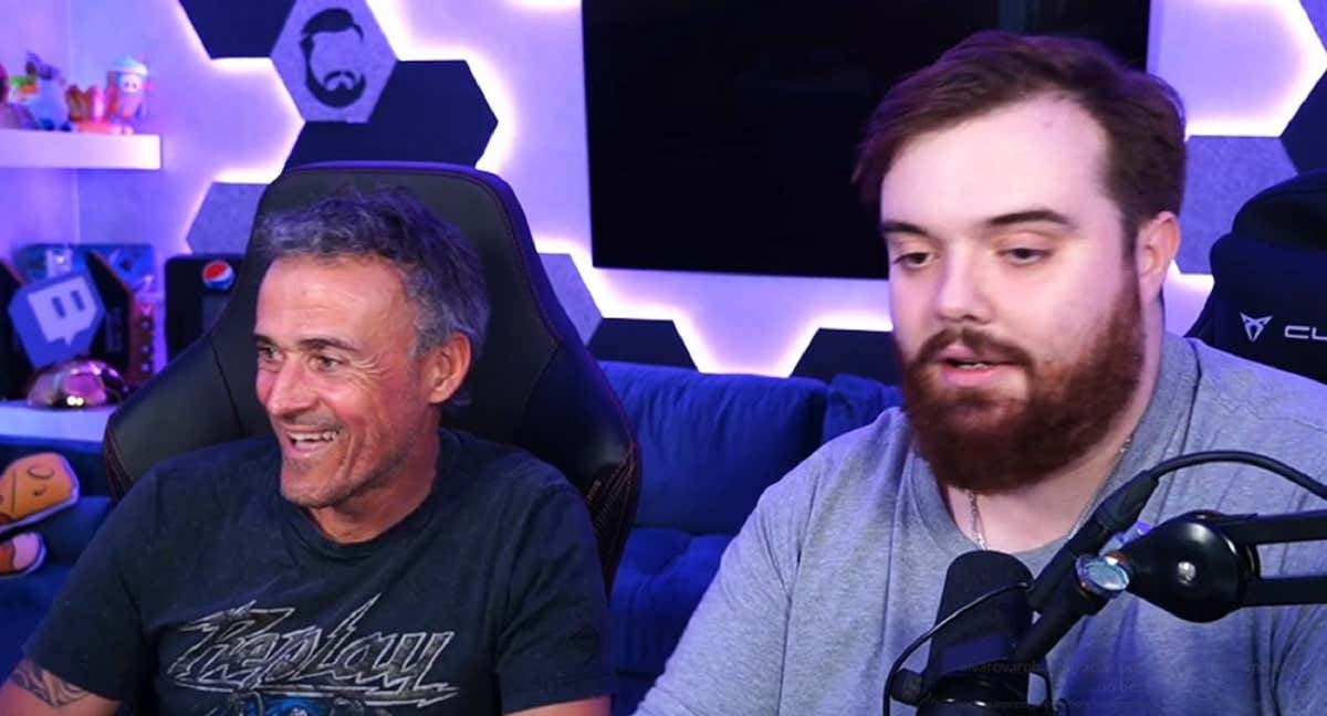 Luis Enrique e Ibai Llanos en un momento del stream en directo./