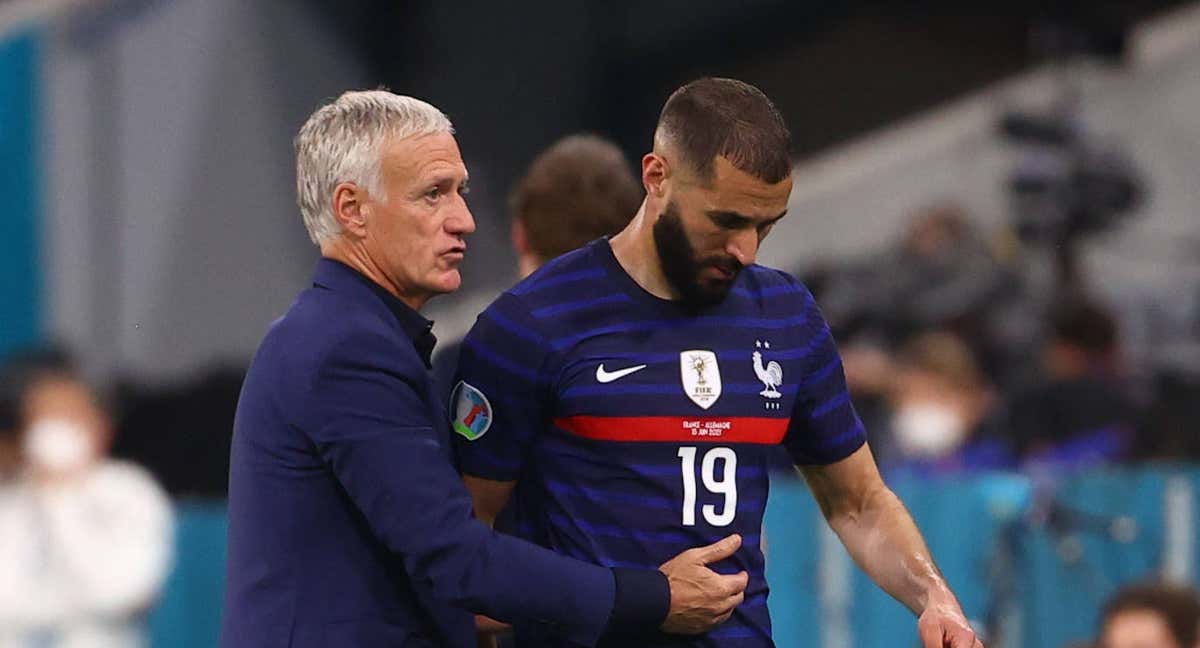 Deschamps, en un partido de la Eurocopa de 2021 ante Alemania. /AFP