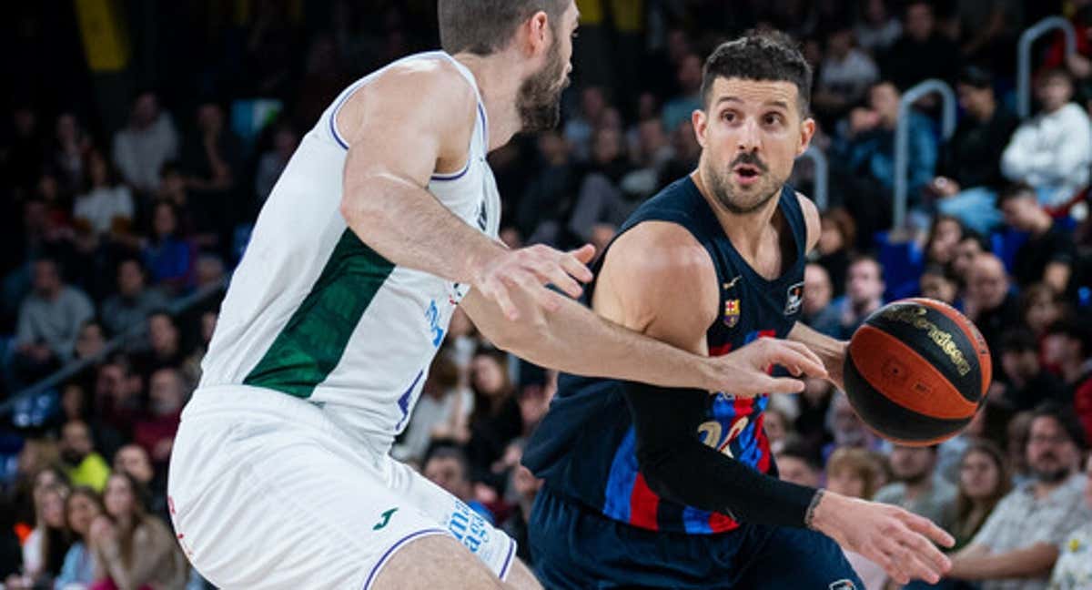 Nico Laprovittola en la victoria del Barça frente a Unicaja. /ACB PHOTO / S. GORDON