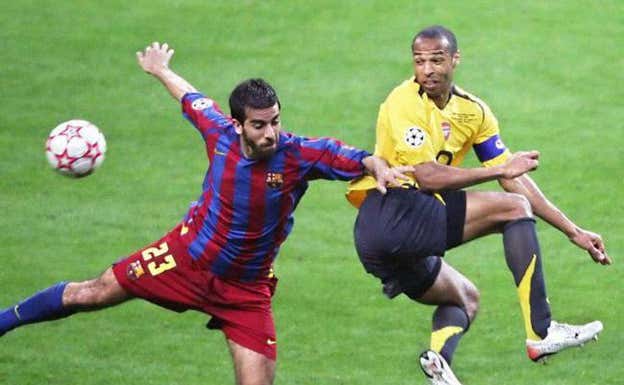 Oleguer, en la final de Champions ante el Arsenal. AFP