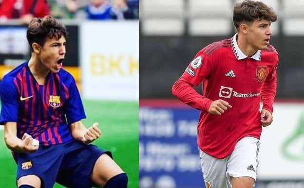 Marc, con el Barça y el United.