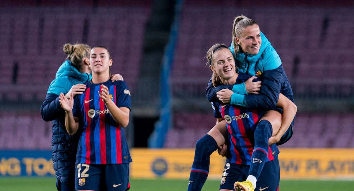 Patri Guijarro, Irene Paredes y Crnogorcevic, jugadoras del Barça en el último partido de Champions. /FC BARCELONA