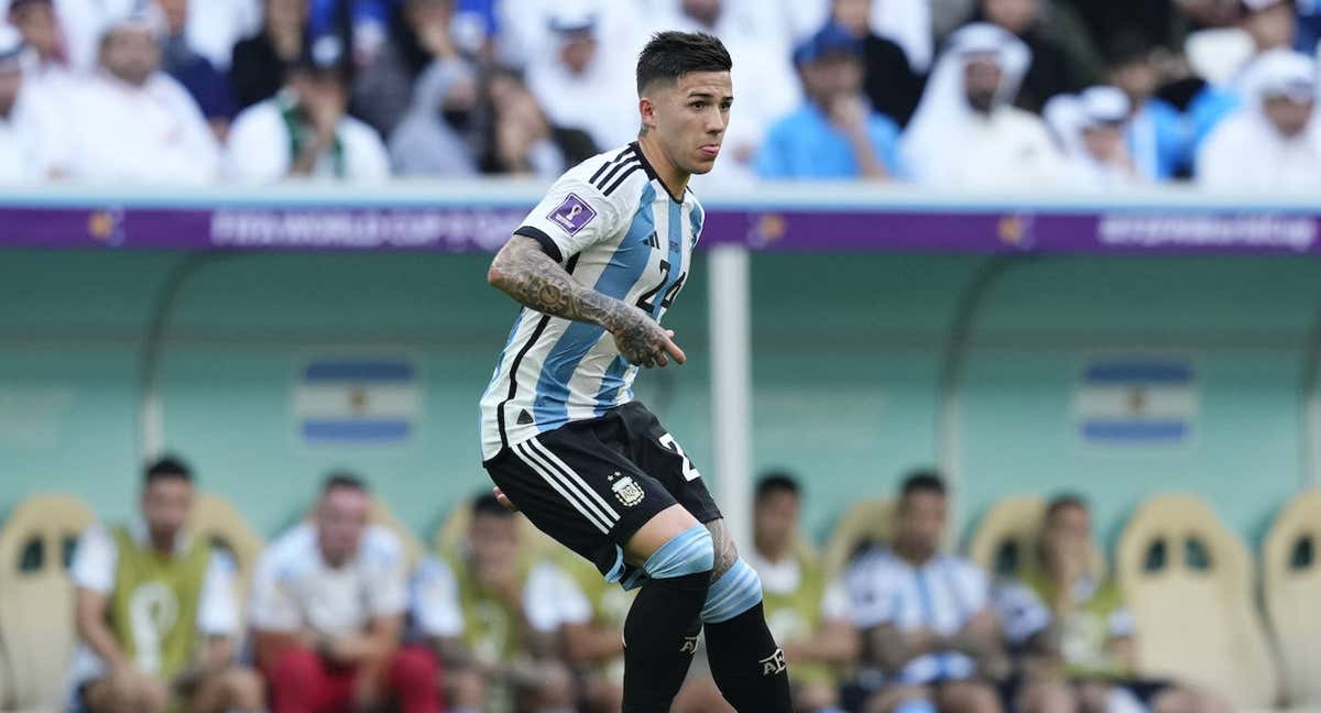 Enzo Fernández durante un partido de Argentina. /AFP