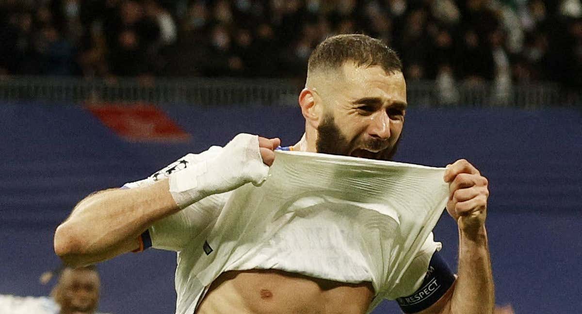 Benzema, celebrando la remontada contra el PSG./EFE