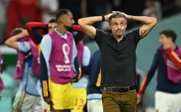 Luis Enrique, en los penaltis contra Marruecos. EFE