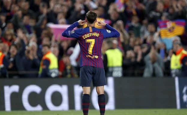 La celebración más polémica de Coutinho. GETTY