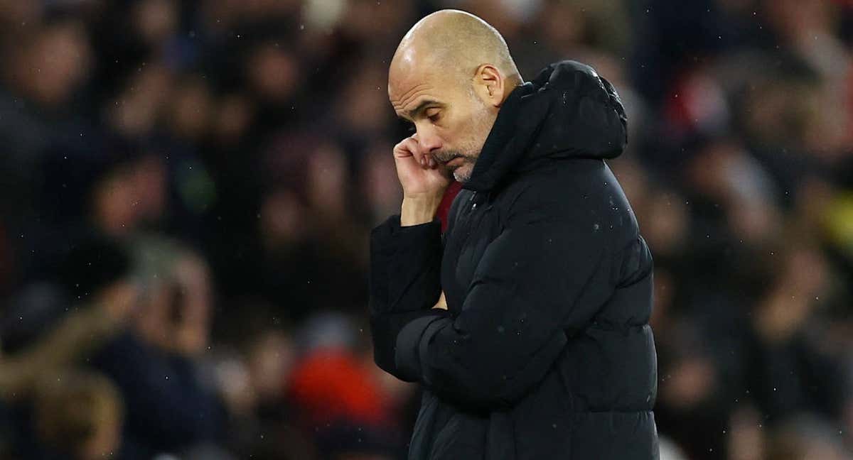 Pep Guardiola, pensativo ante el Southampton./Reuters