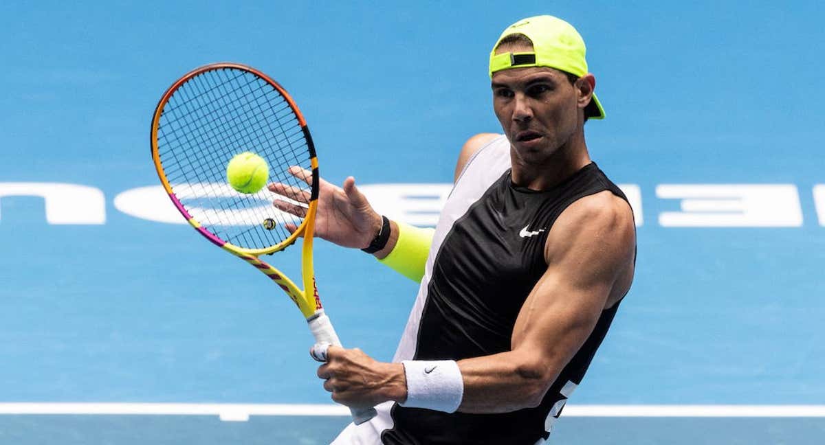 Nadal, durante un entrenamiento antes del Open de Australia 2023.