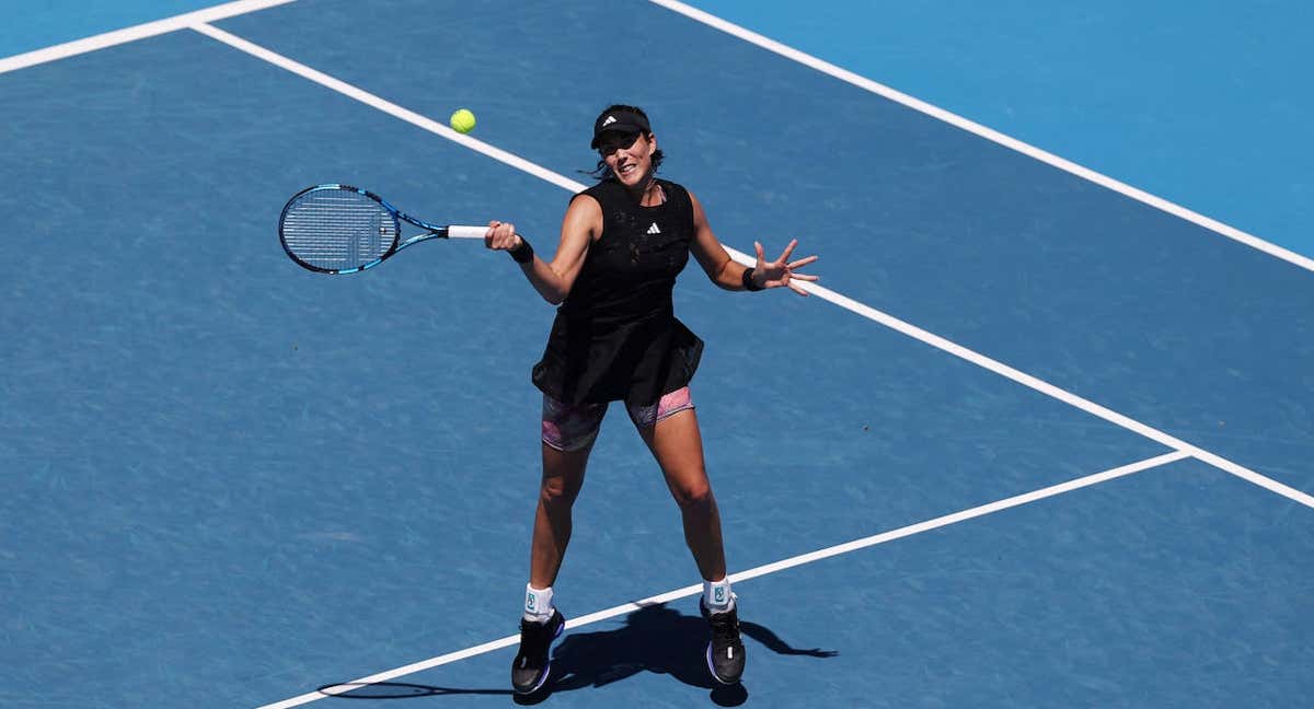 Garbiñe Muguruza, durante su partido ante Mertens en el Open de Australia.