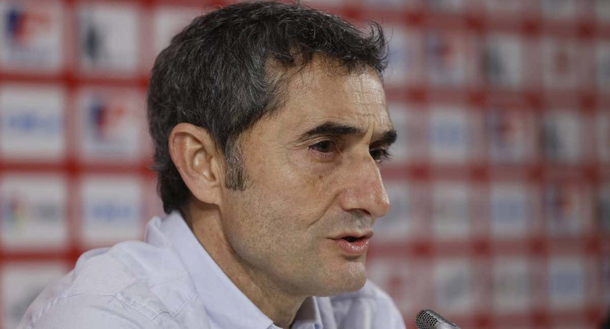 Ernesto Valverde, durante la rueda de prensa previa al Real Madrid./EFE