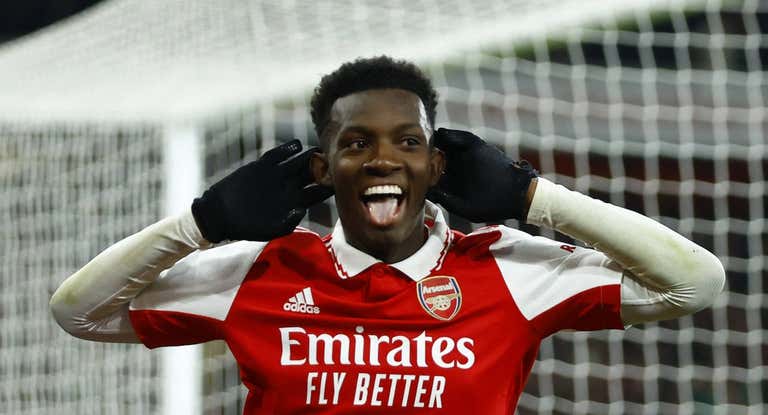 Nketiah celebra el gol de la victoria.