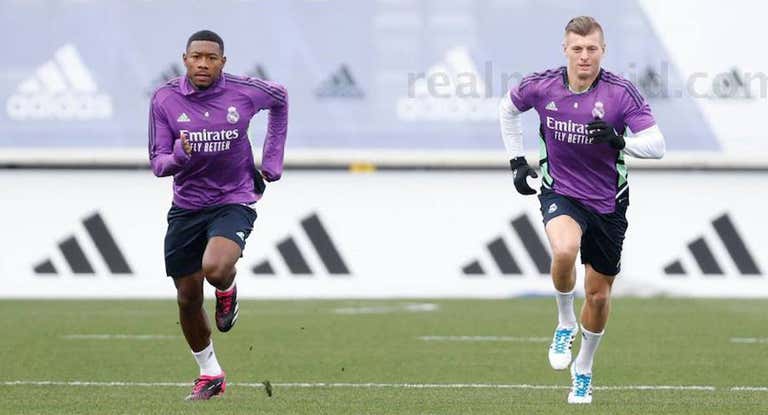 Alaba y Kroos entrenando en Valdebebas.