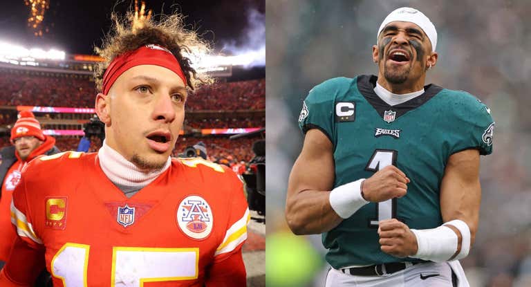 Patrick Mahomes y Jalen Hurts, quarterbacks de Chiefs y Eagles.
