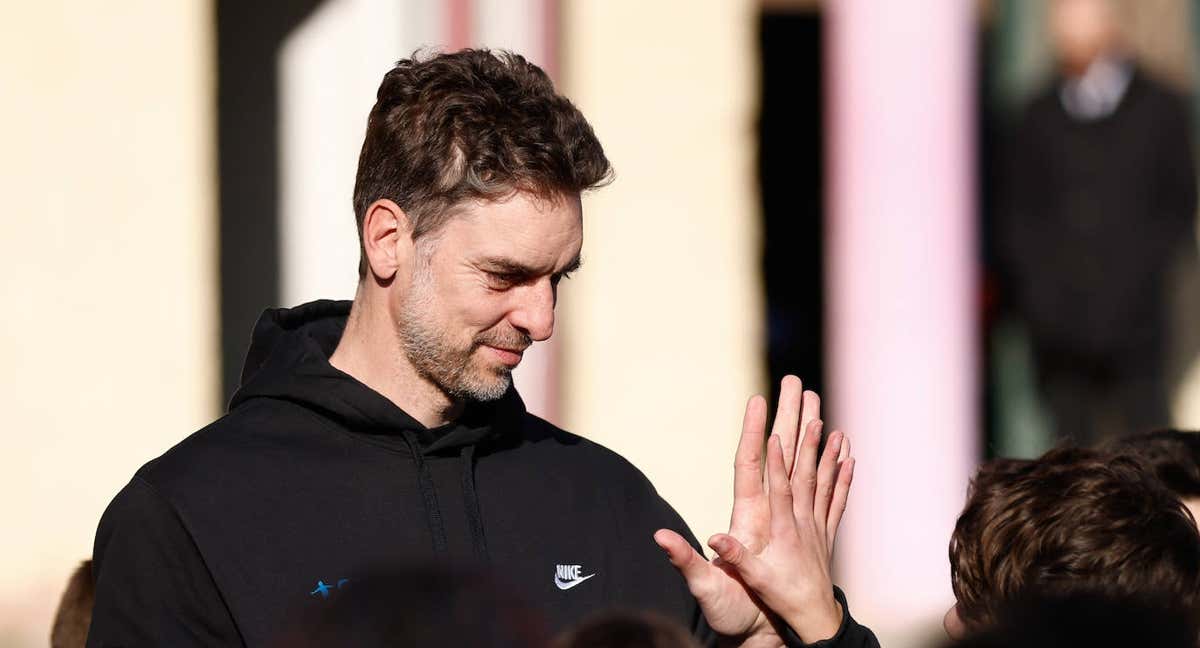 Pau Gasol, este enero, en un evento con escolares. /E. P.