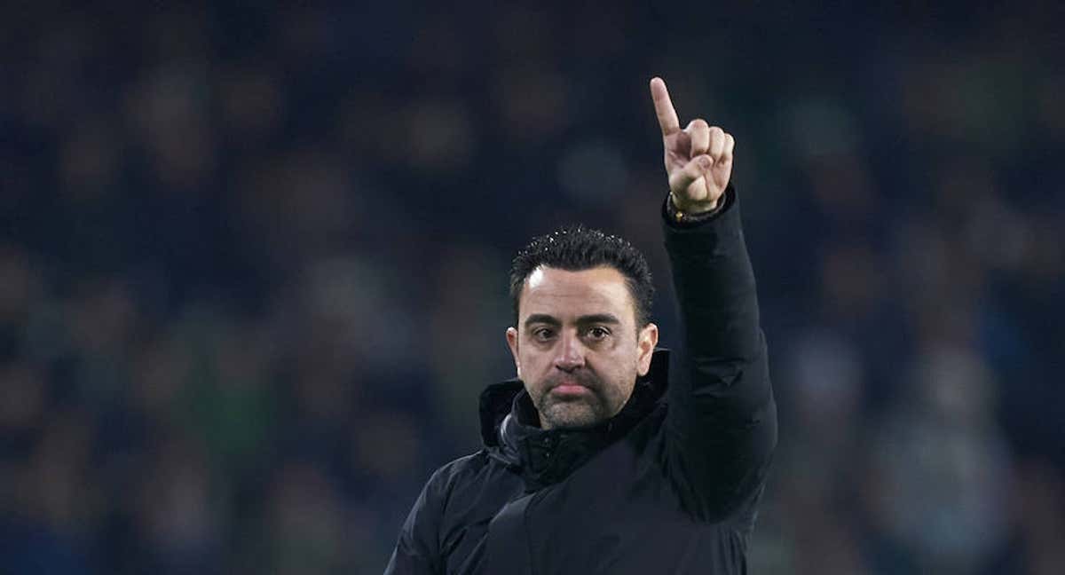 Xavi, en un momento del partido ante el Sevilla.