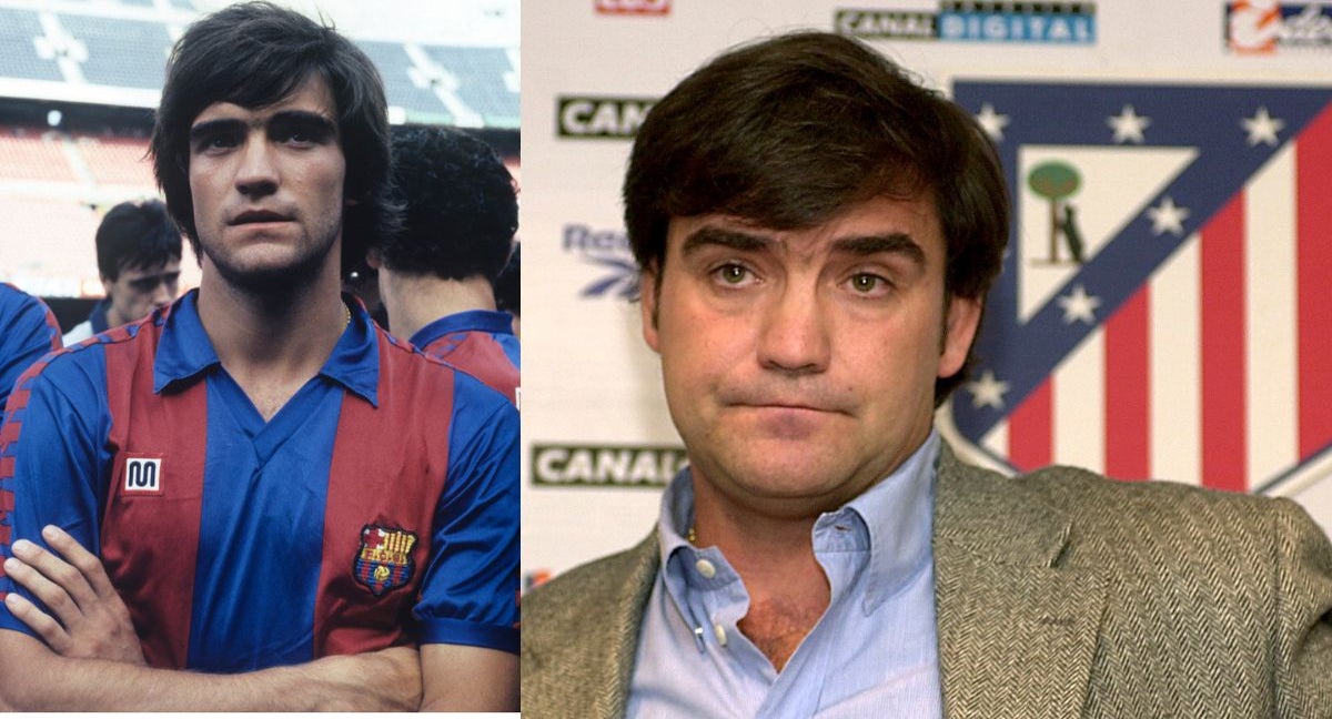 Marcos Alonso como jugador del Barcelona y como entrenador del Atlético de Madrid.