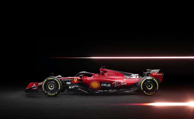 Lateral del Ferrari para la F1 2023.  Ferrari