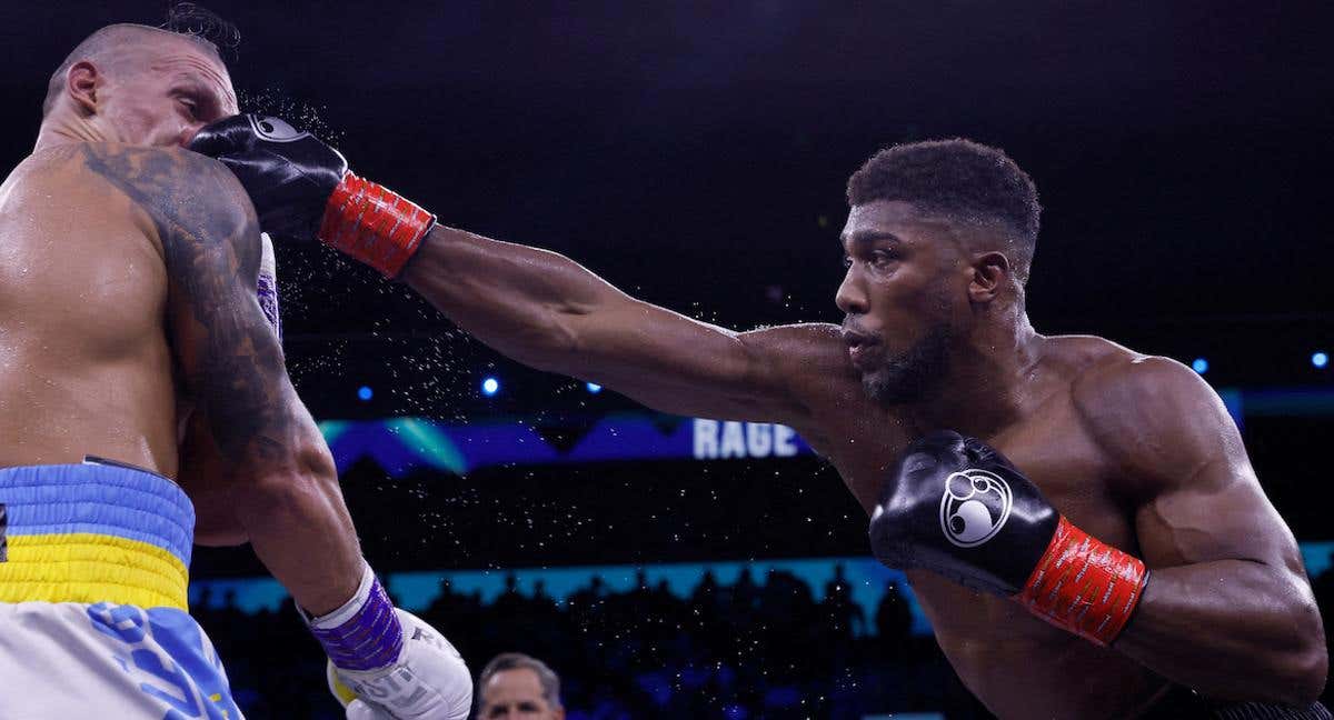Anthony Joshua durante su pelea frente a Oleksandr Usyk. /Reuters